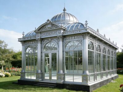  Hot-dip galvanized  glass garden greenhouse for wedding,wedding house,glass greenhouse